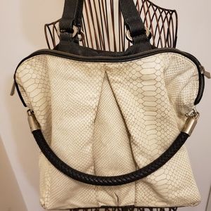 CC SKYE BLACK&WHITE SNAKE SKIN HOBO HANDBAG